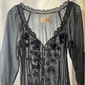 Dark blue, sheer Abercrombie & Fitch blouse.